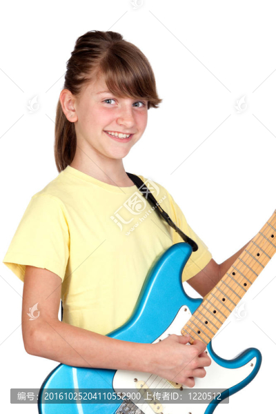可愛的女孩與電吉他