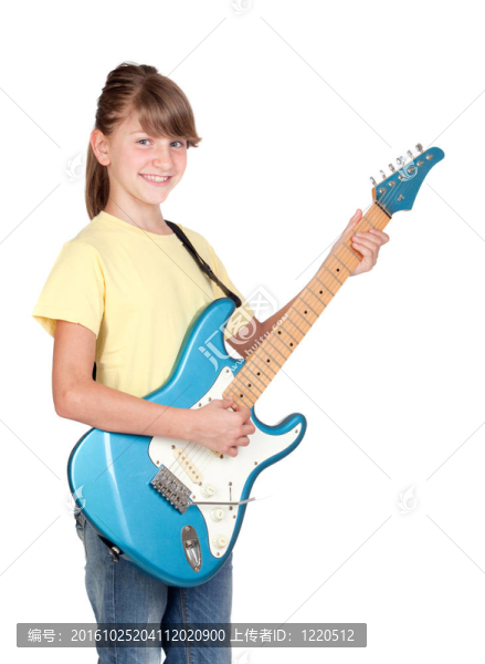 可愛的女孩與電吉他