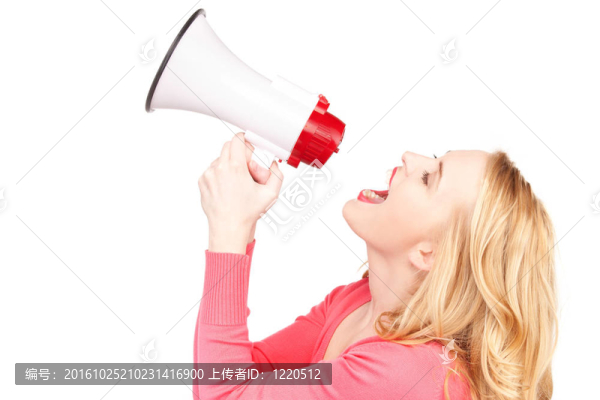 女人用擴音器