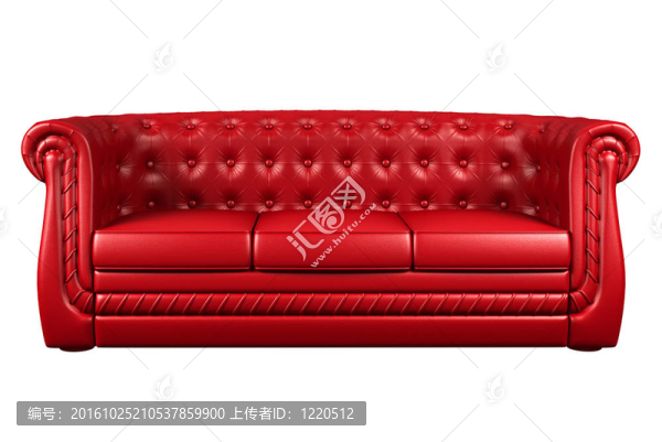 紅色真皮沙發(fā)隔白色3D