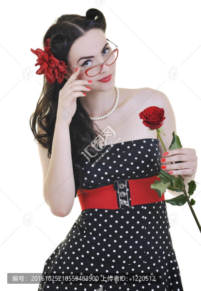 年輕的女人與白色的花隔離