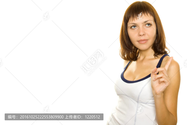 年輕的女孩指著一個手指