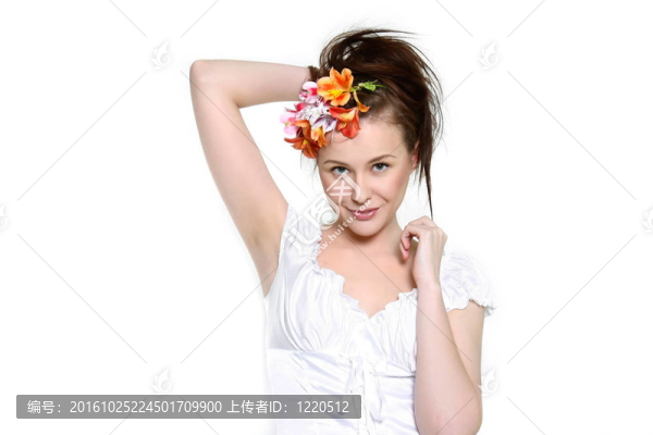 女人與花的畫像