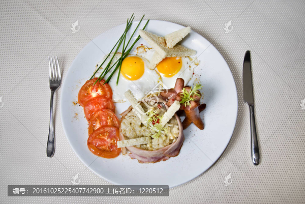 盤子上的英式早餐