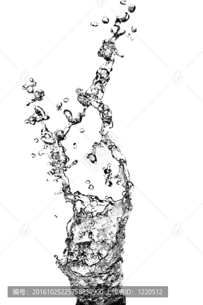 水濺在白色的氣泡上