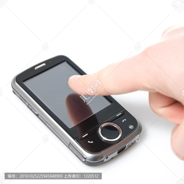 手指和觸摸屏的PDA白色隔離