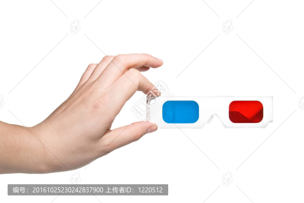 白色背景手持立體眼鏡