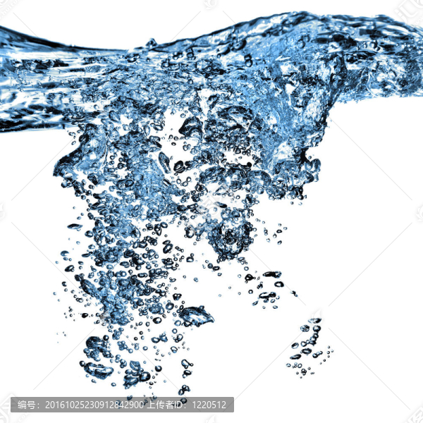 水濺在白色的氣泡上