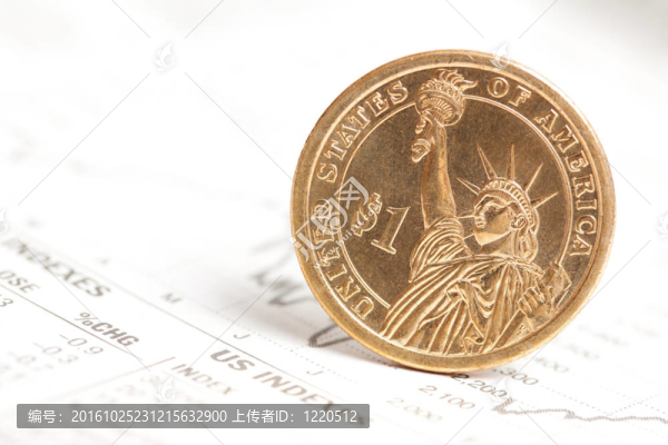 美元硬幣和金融圖表