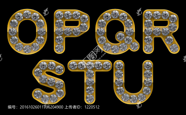 金O；P；R；S；T；Q；u字母鑲嵌鉆石