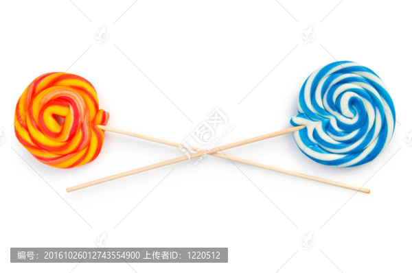 五顏六色的棒棒糖，孤立在白色背景
