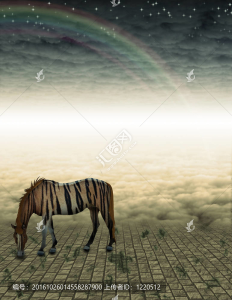 神秘景觀中的虛幻馬