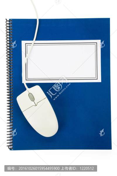藍(lán)色學(xué)校教科書和電腦鼠標(biāo)