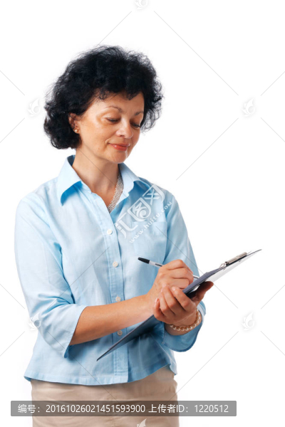 用剪貼板寫的女人。