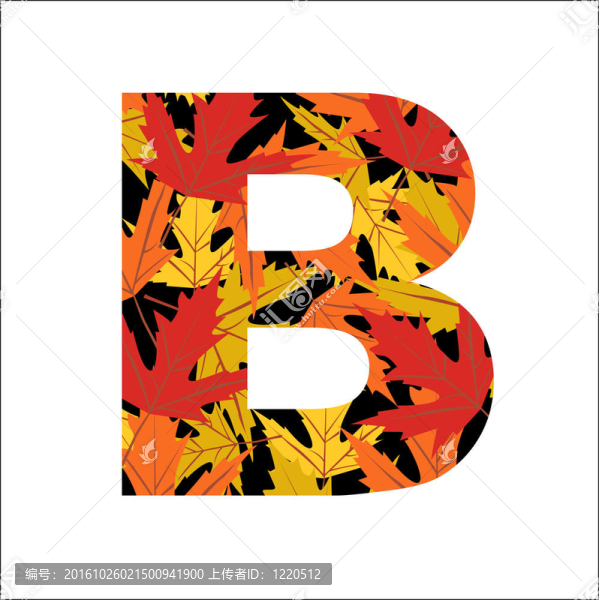 秋季葉字體；字母B