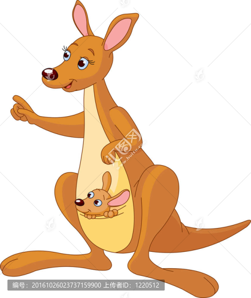Cartoon,Kangaroo和Joey