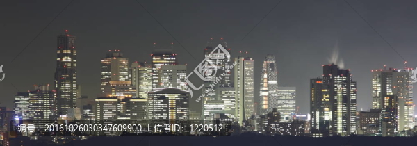東京夜間全景與照明摩天大樓