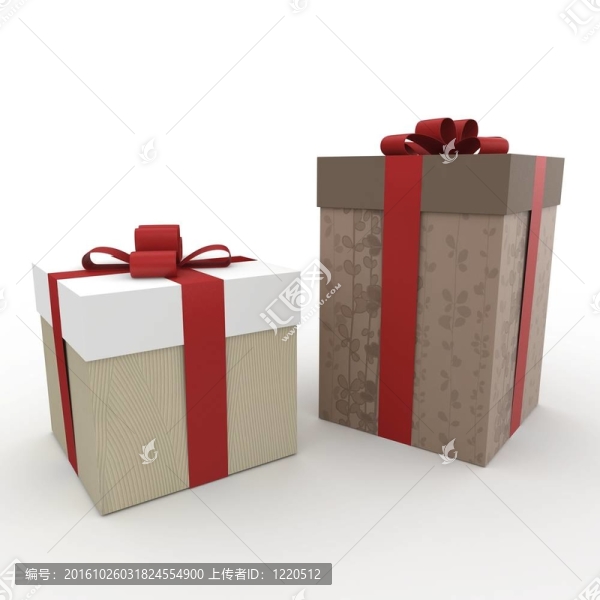 帶標(biāo)簽的3D圣誕禮品盒