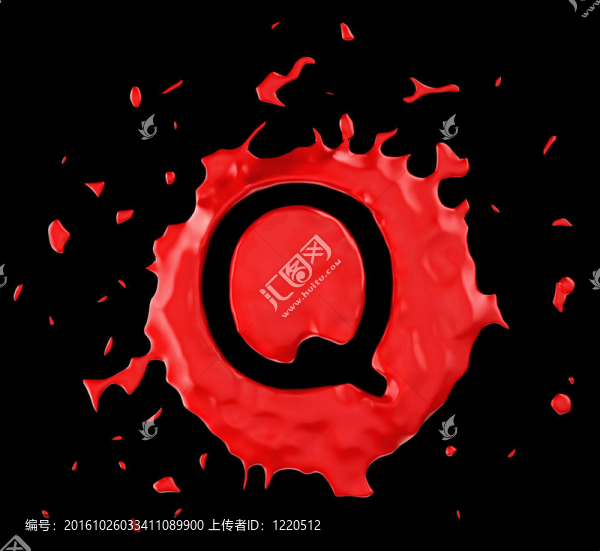 在黑色的背景上的紅色斑點(diǎn)Q信