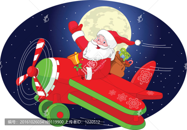 Santa在一架飛機(jī)上飛行