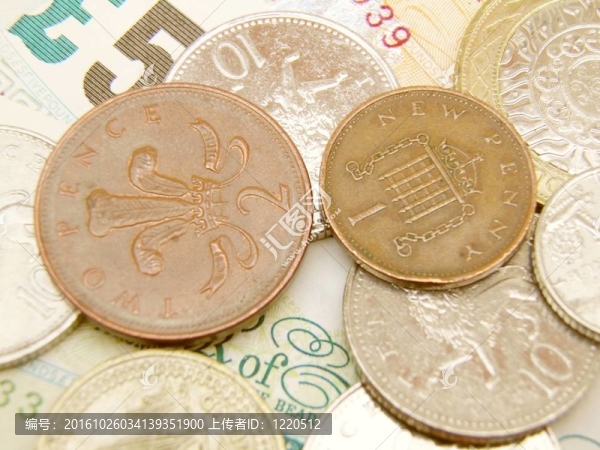 英國英鎊貨幣紙幣和硬幣