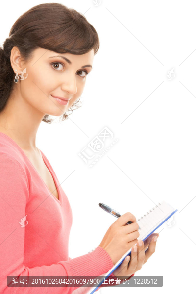 年輕漂亮的女商人與筆記本