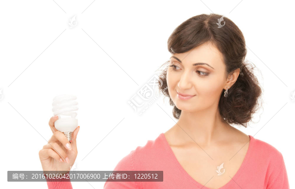 婦女手持節(jié)能燈泡