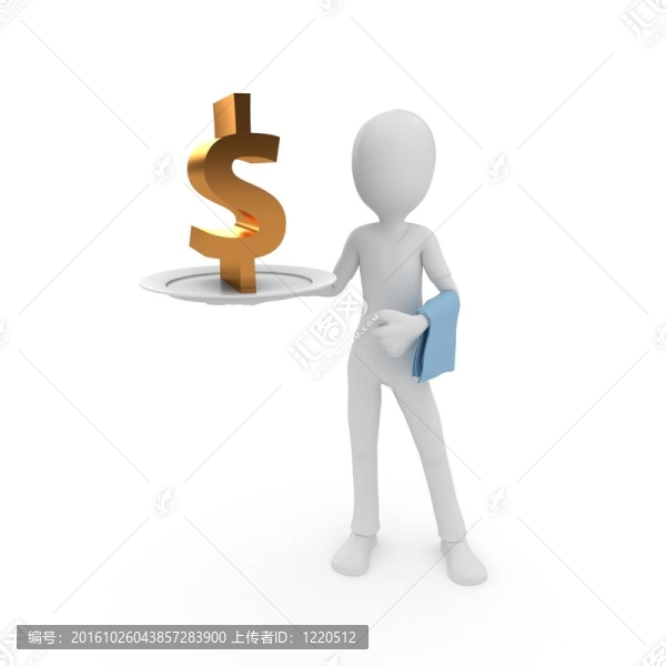 3D男子與貨幣在板塊上