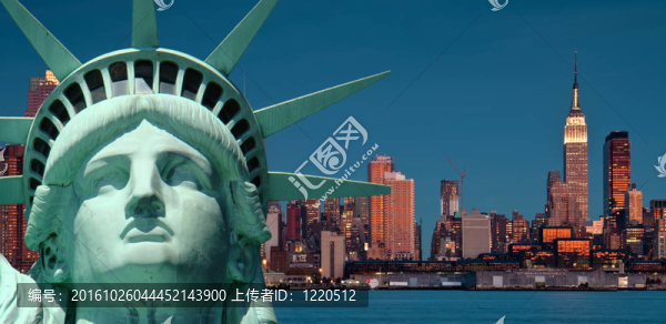 風(fēng)景秀麗的紐約市天際線(xiàn)哈德遜河