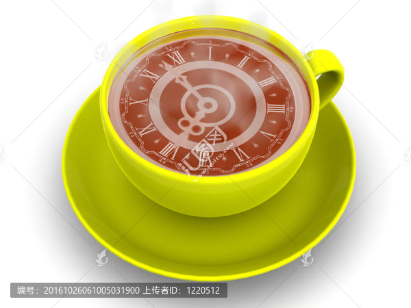 帶時(shí)鐘的杯子。八點(diǎn)