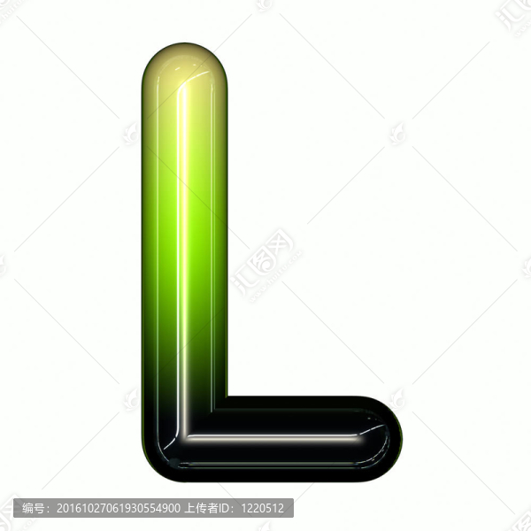 綠色光澤的3D兒童有趣的泡泡字母字體L