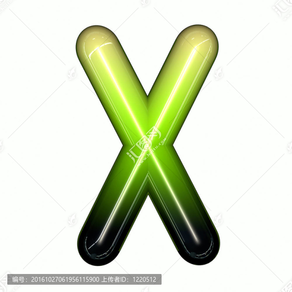 綠色光澤的3D兒童有趣的泡泡字母字體X