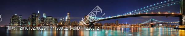 紐約市布魯克林大橋全景圖片