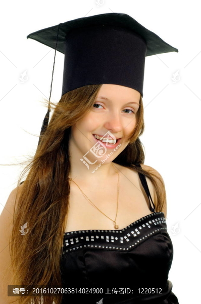 美麗的女孩在帽子的主人
