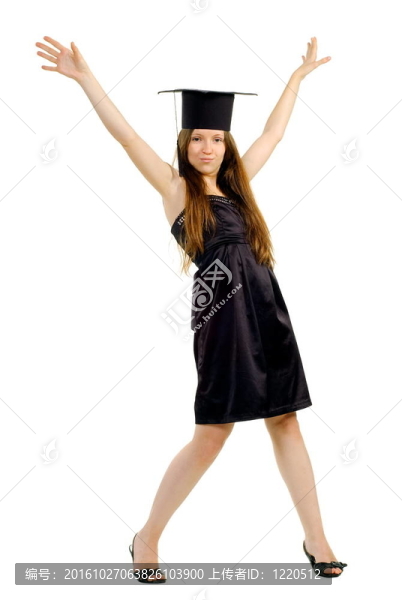 美麗的女孩在帽子的主人