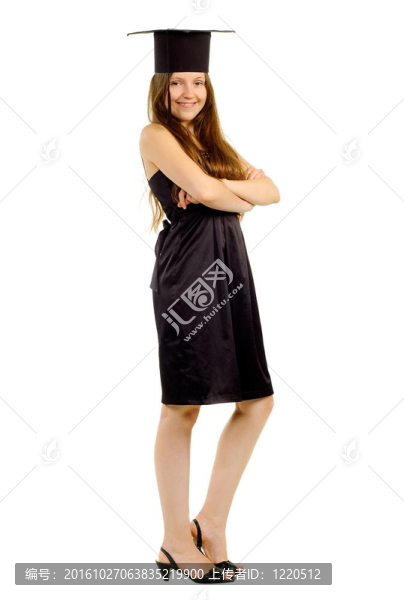 美麗的女孩在帽子的主人