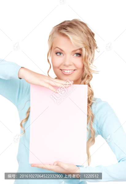 快樂女人與空白板