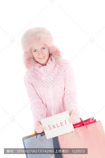 在粉紅色的漂亮女人