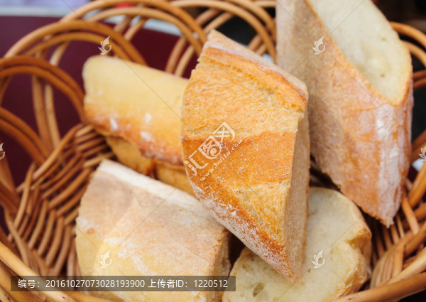 桌上籃子里的小面包