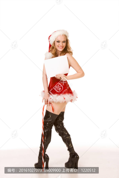 模板-性感引腳的Santa,Claus,copyspace夫人