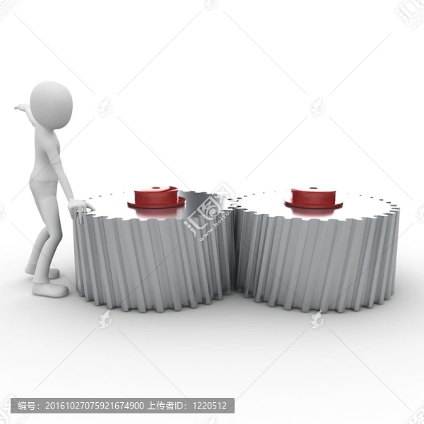 隨著齒輪的三維人