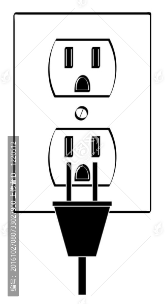 帶有插頭的電動(dòng)或電源插座輪廓