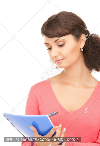 年輕漂亮的女商人與筆記本