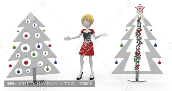 3D女孩與圣誕樹