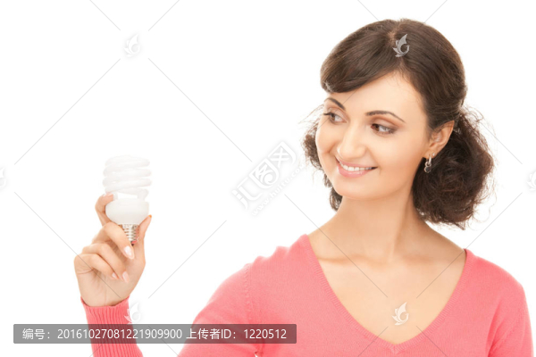 婦女手持節(jié)能燈泡