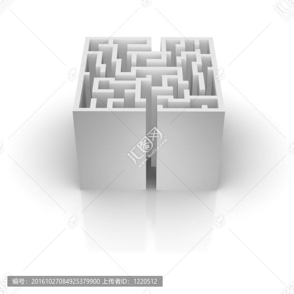 反射孤立迷路。三維渲染插圖。