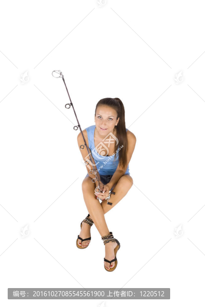 帶釣魚竿的女孩