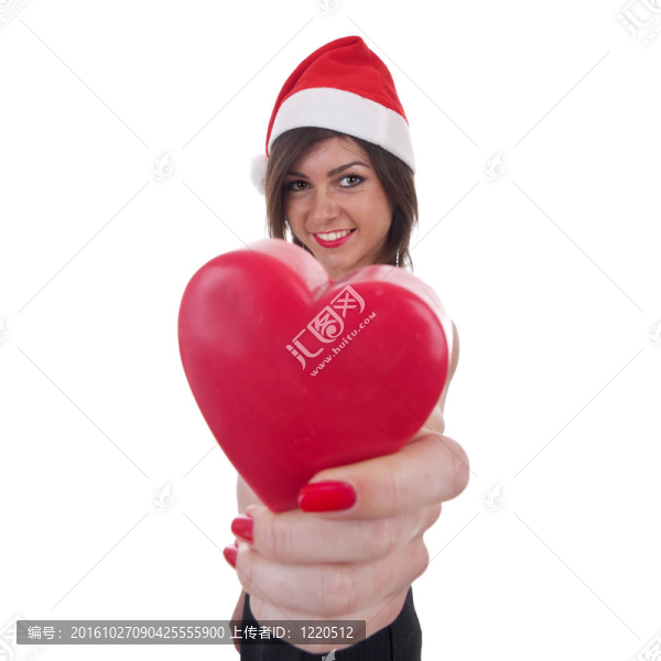 Santa戴著一頂帽子的女人