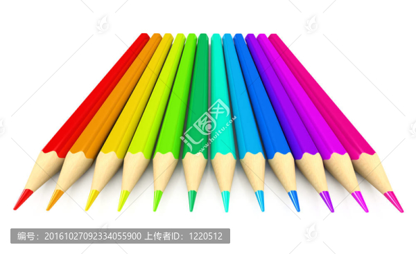 白色背景上的彩色鉛筆