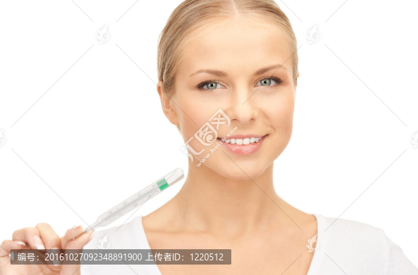 帶溫度計(jì)的迷人女醫(yī)生